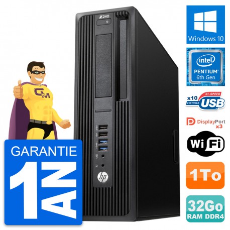 PC HP WorkStation Z240 SFF Intel G4400 RAM 32Go Disque 1To Windows 10 Wifi