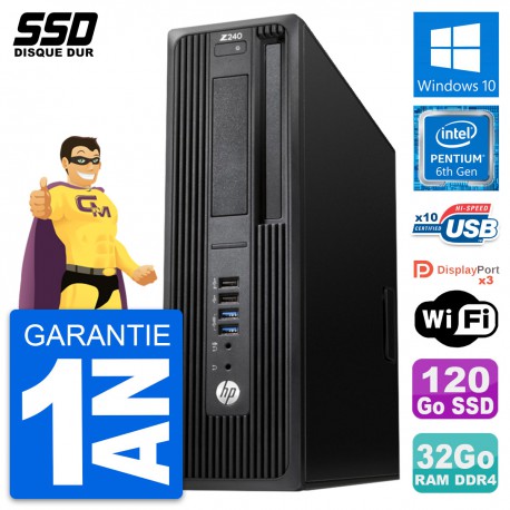 PC HP WorkStation Z240 SFF Intel G4400 RAM 32Go SSD 120Go Windows 10 Wifi