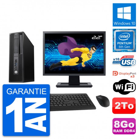 PC HP WorkStation Z240 SFF Ecran 22" G4400 RAM 8Go Disque 2To Windows 10 Wifi