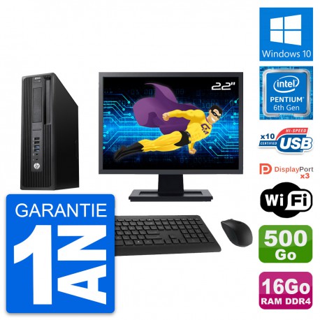 PC HP Z240 SFF Ecran 22" Intel G4400 RAM 16Go Disque Dur 500Go Windows 10 Wifi
