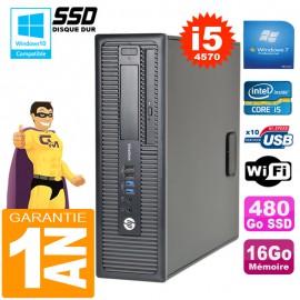 PC HP EliteDesk 800 G1 SFF Core I5-4570 16Go Disque 480Go SSD Graveur DVD Wifi W7