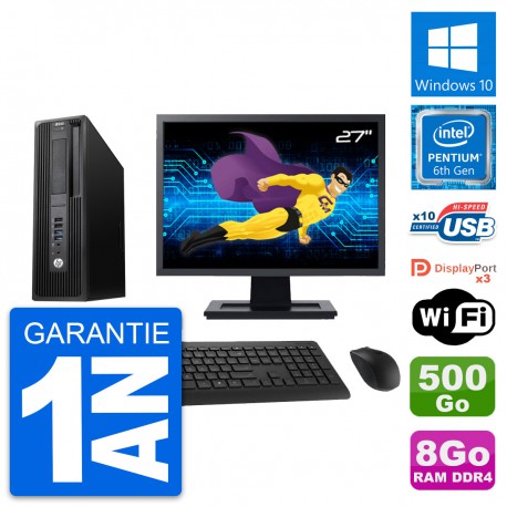 PC HP WorkStation Z240 SFF Ecran 27" G4400 RAM 8Go Disque 500Go Windows 10 Wifi