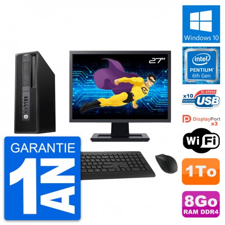 PC HP WorkStation Z240 SFF Ecran 27" G4400 RAM 8Go Disque 1To Windows 10 Wifi