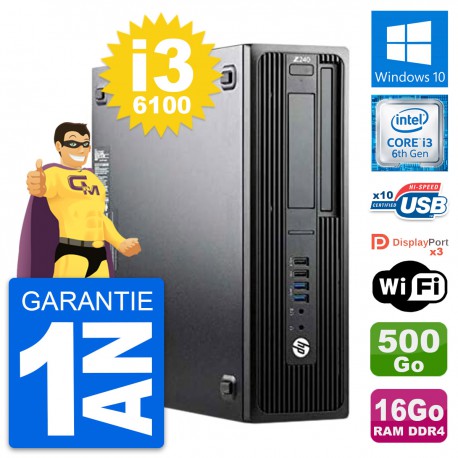 PC HP WorkStation Z240 SFF Intel i3-6100 RAM 16Go Disque 500Go Windows 10 Wifi
