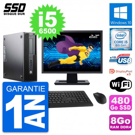 PC HP WorkStation Z240 SFF Ecran 22" i5-6500 RAM 8Go SSD 480Go Windows 10 Wifi