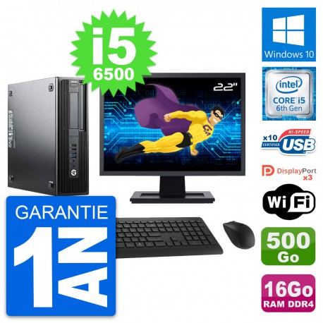 PC HP Z240 SFF Ecran 22" Intel i5-6500 RAM 16Go Disque Dur 500Go Windows 10 Wifi