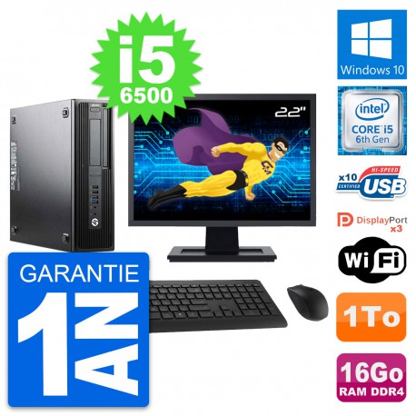 PC HP Z240 SFF Ecran 22" Intel Core i5-6500 RAM 16Go Disque 1To Windows 10 Wifi
