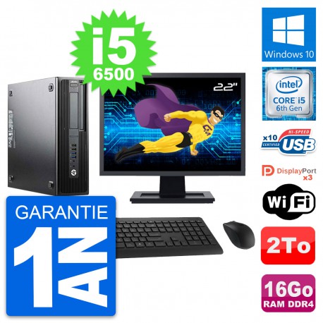 PC HP Z240 SFF Ecran 22" Intel Core i5-6500 RAM 16Go Disque 2To Windows 10 Wifi