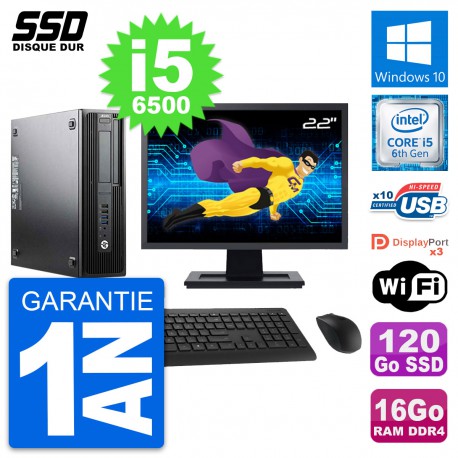 PC HP WorkStation Z240 SFF Ecran 22" i5-6500 RAM 16Go SSD 120Go Windows 10 Wifi