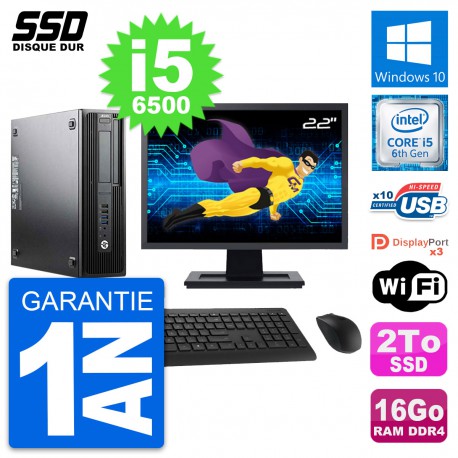 PC HP WorkStation Z240 SFF Ecran 22" i5-6500 RAM 16Go SSD 2To Windows 10 Wifi