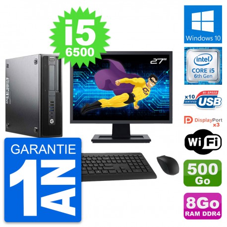 PC HP Z240 SFF Ecran 27" Intel Core i5-6500 RAM 8Go Disque 500Go Windows 10 Wifi