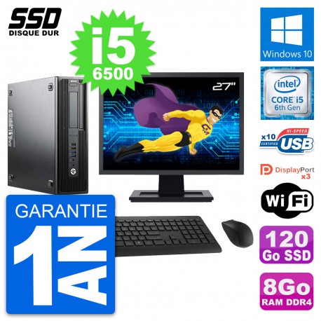PC HP WorkStation Z240 SFF Ecran 27" i5-6500 RAM 8Go SSD 120Go Windows 10 Wifi