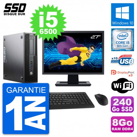 PC HP WorkStation Z240 SFF Ecran 27" i5-6500 RAM 8Go SSD 240Go Windows 10 Wifi
