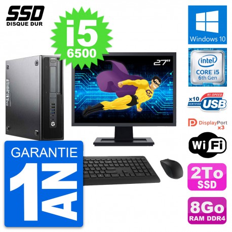 PC HP WorkStation Z240 SFF Ecran 27" i5-6500 RAM 8Go SSD 2To Windows 10 Wifi