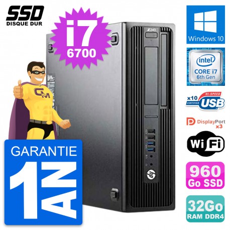 PC HP WorkStation Z240 SFF Intel Core i7-6700 RAM 32Go SSD 960Go Windows 10 Wifi
