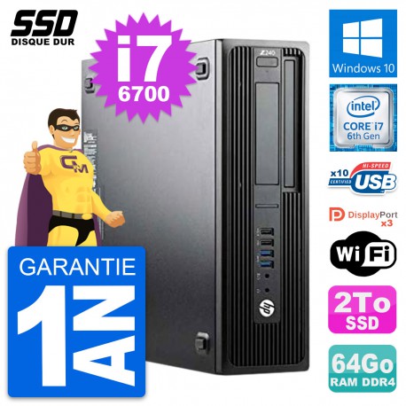 PC HP WorkStation Z240 SFF Intel Core i7-6700 RAM 64Go SSD 2To Windows 10 Wifi