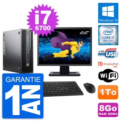 PC HP WorkStation Z240 SFF Ecran 22" i7-6700 RAM 8Go Disque 1To Windows 10 Wifi