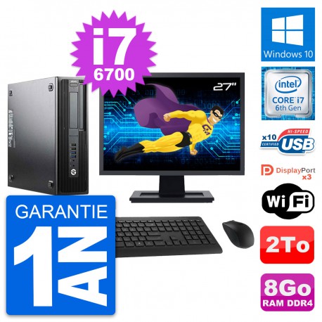 PC HP WorkStation Z240 SFF Ecran 27" i7-6700 RAM 8Go Disque 2To Windows 10 Wifi