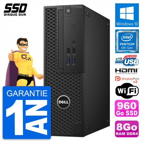 PC Dell Precision T3420 SFF Pentium G4400 RAM 8Go SSD 960Go HDMI Windows 10 Wifi