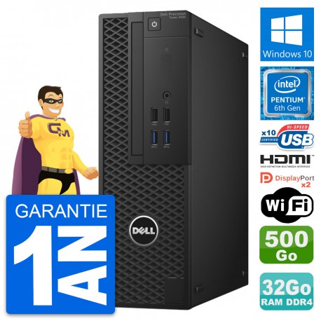 PC Dell Precision T3420 SFF G4400 RAM 32Go Disque Dur 500Go HDMI Windows 10 Wifi