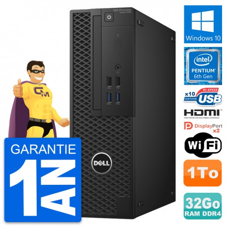 PC Dell Precision T3420 SFF Intel G4400 RAM 32Go Disque 1To HDMI Windows 10 Wifi