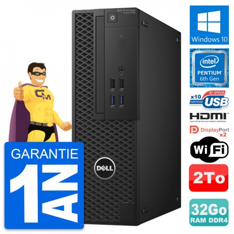PC Dell Precision T3420 SFF Intel G4400 RAM 32Go Disque 2To HDMI Windows 10 Wifi