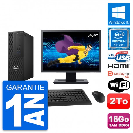 PC Dell T3420 SFF Ecran 22" Intel G4400 RAM 16Go Disque 2To HDMI Windows 10 Wifi