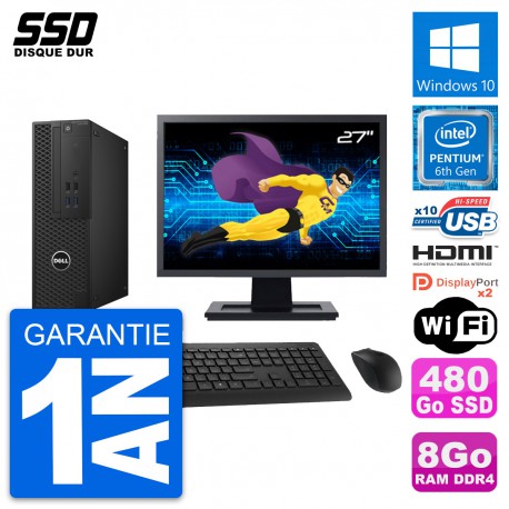 PC Dell T3420 SFF Ecran 27" Intel G4400 RAM 8Go SSD 480Go HDMI Windows 10 Wifi