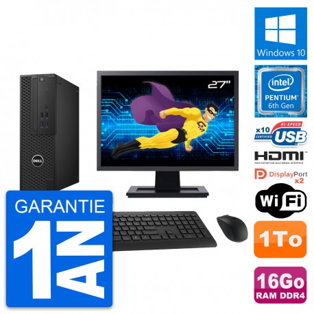 PC Dell T3420 SFF Ecran 27" Intel G4400 RAM 16Go Disque 1To HDMI Windows 10 Wifi
