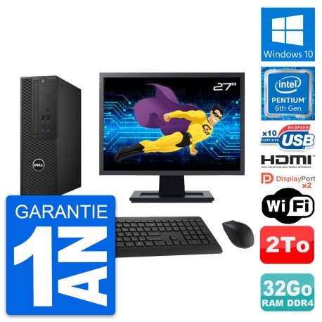 PC Dell T3420 SFF Ecran 27" Intel G4400 RAM 32Go Disque 2To HDMI Windows 10 Wifi