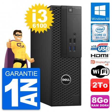 PC Dell Precision T3420 SFF Core i3-6100 RAM 8Go Disque 2To HDMI Windows 10 Wifi