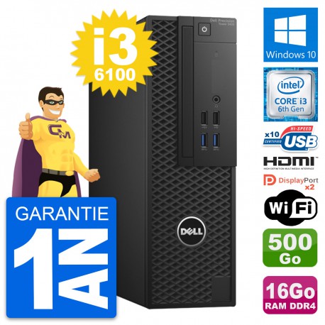 PC Dell Precision T3420 SFF i3-6100 RAM 16Go Disque 500Go HDMI Windows 10 Wifi