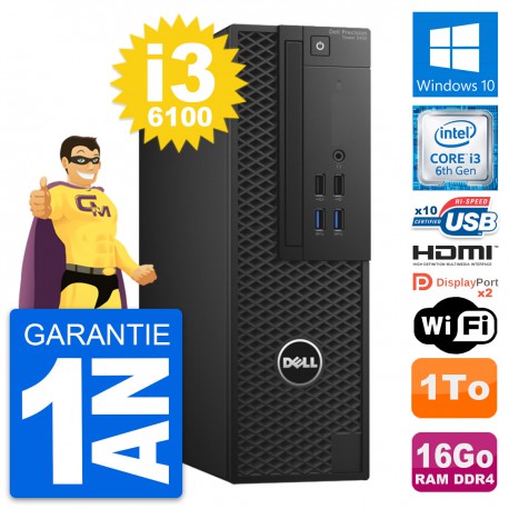 PC Dell Precision T3420 SFF i3-6100 RAM 16Go Disque 1To HDMI Windows 10 Wifi