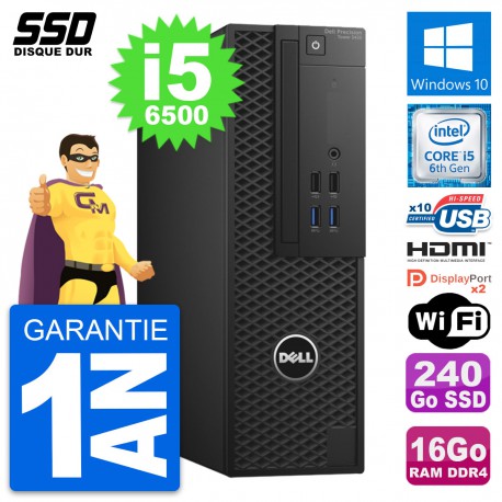 PC Dell Precision T3420 SFF Core i5-6500 RAM 16Go SSD 240Go HDMI Windows 10 Wifi