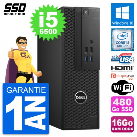 PC Dell Precision T3420 SFF Core i5-6500 RAM 16Go SSD 480Go HDMI Windows 10 Wifi
