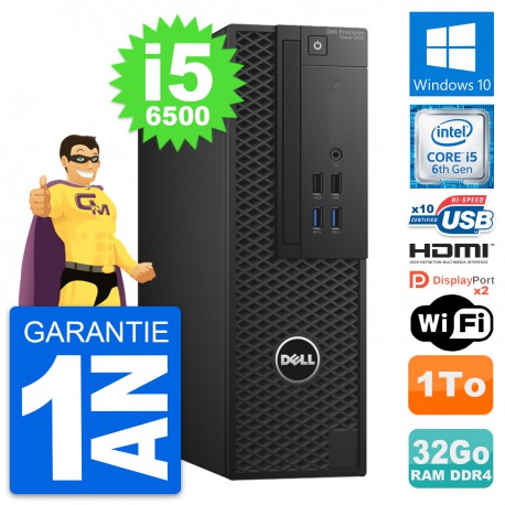 PC Dell Precision T3420 SFF i5-6500 RAM 32Go Disque 1To HDMI Windows 10 Wifi
