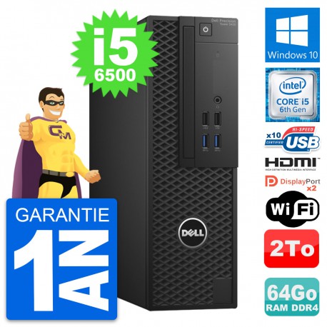PC Dell Precision T3420 SFF i5-6500 RAM 64Go Disque 2To HDMI Windows 10 Wifi