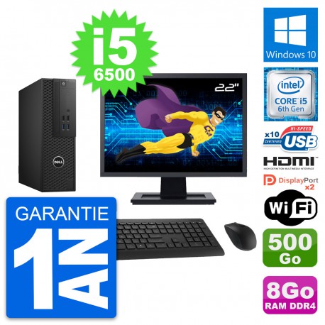 PC Dell T3420 SFF Ecran 22" i5-6500 RAM 8Go Disque 500Go HDMI Windows 10 Wifi
