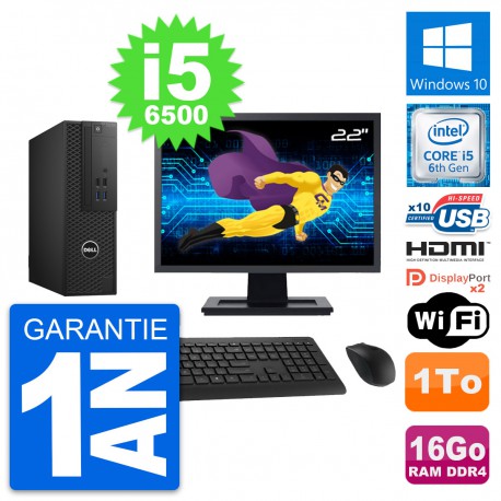 PC Dell T3420 SFF Ecran 22" i5-6500 RAM 16Go Disque 1To HDMI Windows 10 Wifi