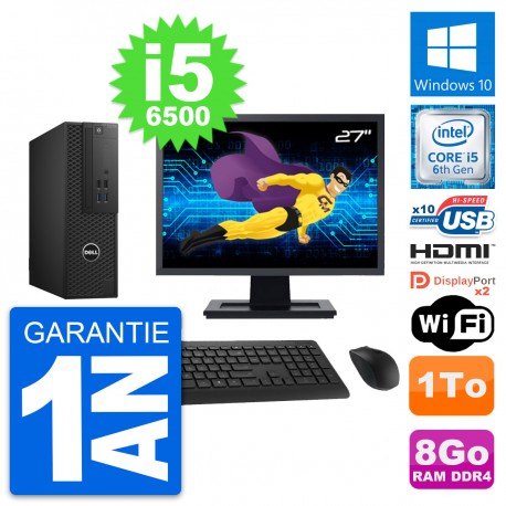 PC Dell T3420 SFF Ecran 27" Core i5-6500 RAM 8Go Disque 1To HDMI Windows 10 Wifi