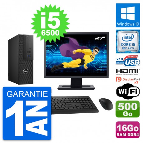 PC Dell T3420 SFF Ecran 27" i5-6500 RAM 16Go Disque 500Go HDMI Windows 10 Wifi