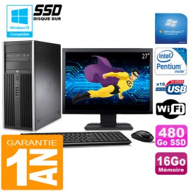 PC Tour HP Compaq 8200 Intel G630 Ram 16Go Disque 480 Go SSD Wifi W7 Ecran 27"
