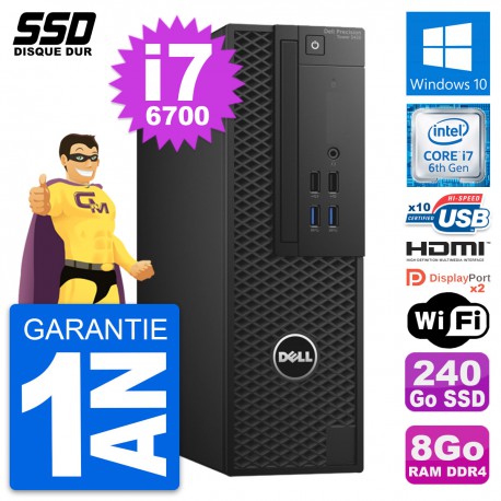 PC Dell Precision T3420 SFF Core i7-6700 RAM 8Go SSD 240Go HDMI Windows 10 Wifi