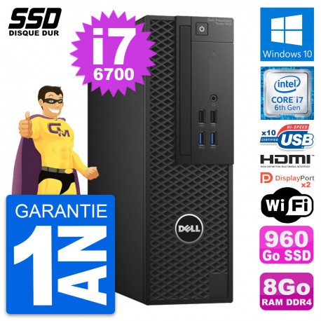 PC Dell Precision T3420 SFF Core i7-6700 RAM 8Go SSD 960Go HDMI Windows 10 Wifi