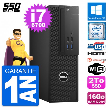 PC Dell Precision T3420 SFF Core i7-6700 RAM 16Go SSD 2To HDMI Windows 10 Wifi