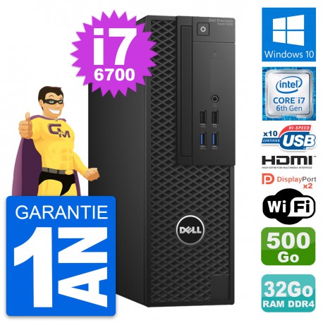 PC Dell Precision T3420 SFF i7-6700 RAM 32Go Disque 500Go HDMI Windows 10 Wifi