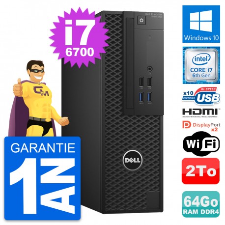 PC Dell Precision T3420 SFF i7-6700 RAM 64Go Disque 2To HDMI Windows 10 Wifi
