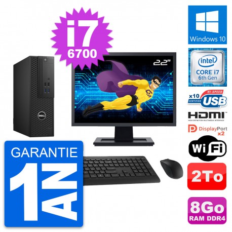 PC Dell T3420 SFF Ecran 22" i7-6700 RAM 8Go Disque Dur 2To HDMI Windows 10 Wifi