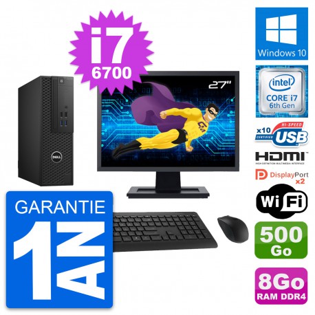 PC Dell T3420 SFF Ecran 27" i7-6700 RAM 8Go Disque 500Go HDMI Windows 10 Wifi