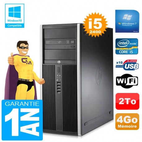 PC Tour HP Compaq 8200 Core I5-2400 Ram 4Go Disque 2 To Graveur DVD Wifi W7